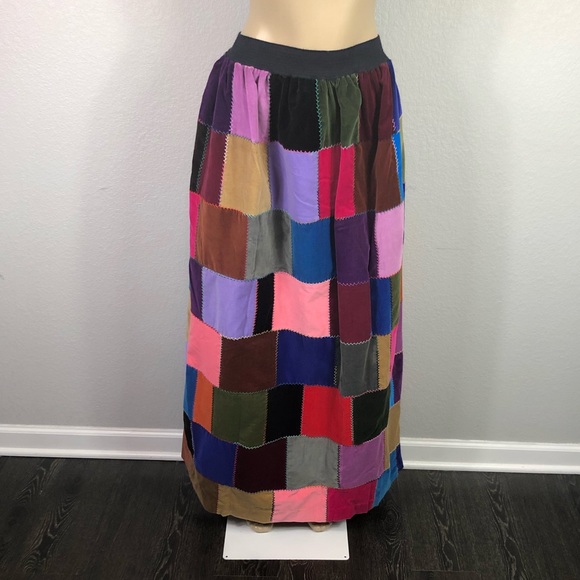 Vintage 1970โs Velvet Patchwork Maxi Skirt - Picture 11 of 11